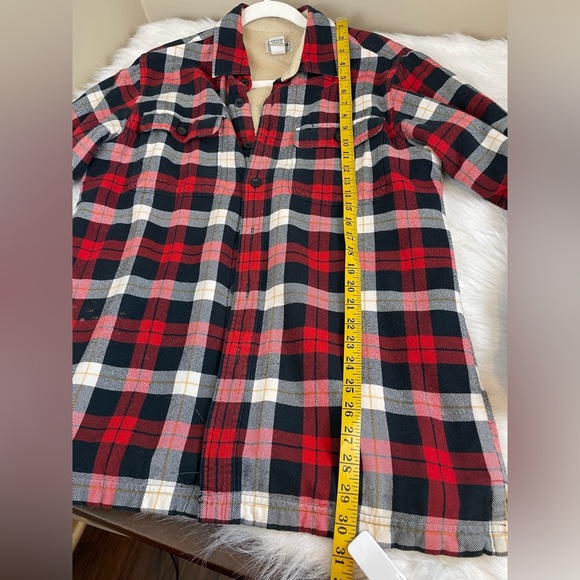 LL bean fleece lined Red and Black Plaid Flannel Shirt small - Picture 5 of 12